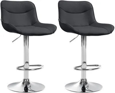 Produktbild von CLP 2er Set Barhocker Vonore Kunstleder höhenverstellbar und 360 Grad drehbar schwarz Gestell Farbe chrom