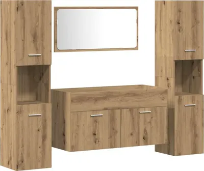 Image de vidaXL Ensemble de meubles de salle de bain 4 pièces chêne artisan bois composite