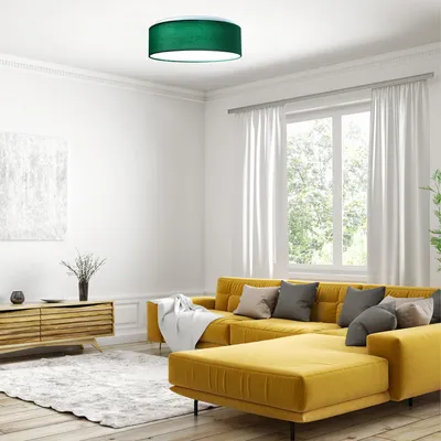 Produktbild von Navaris LED Deckenleuchte 22W - Rund ∅ 40cm - Design Samt Stoff Grün - Deckenlampe LED Licht Dimmbar mit Farbtemperaturwechsel und Fernbedienung
