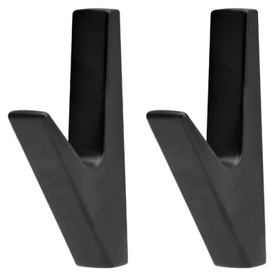 Image de Patères, noir mat, lot de 2 patères noires, patères murales en acier inoxydable, patères noires de style vintage, porte-manteaux muraux et crochets à serviettes pour la salle de bains et la cuisine