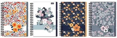 Productafbeelding van Notitieboekje B5, 96 pagina's, geruit, met een bloemenmotief