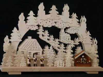 Obrázek produktu pro Svíčkový oblouk s figurkami trhovců a osvětlením ŠxVxH 50x32x10cm NOVINKA