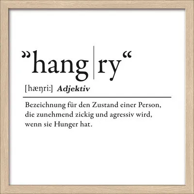 Produktbild von Gerahmtes Bild Hangry Definition 33x33 cm
