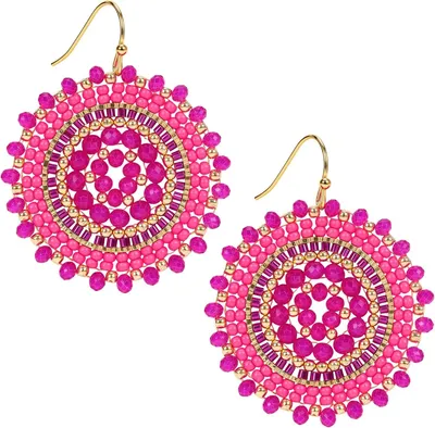 Image de Boucles d'oreilles pour femmes, pendantes, ornées de perles, de cristaux et de perles de verre, idéales pour l'été et la plage