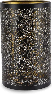 Immagine prodotto di Paralume con motivo floreale - design cilindrico metallico per lampada da tavolo e da terra 12x12x20 cm