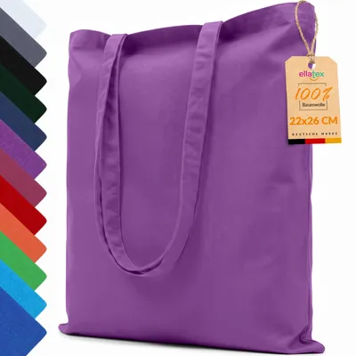Produktbild von EllaTex Baumwolltasche 22x26 cm – Stoffbeutel aus 100% Baumwolle mit kurzen Henkeln, in Farbe: Orchidee