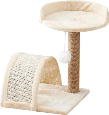 Produktbild von Katzenbaum mit Kratzbaum und Bettstange, Katzenkletterturm mit hängendem Fellball, Sisal-Katzenkratzbaum für Hauskatzen