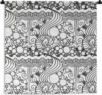Produktbild von MuchoWow® Wandteppich Wandbehang Muster - Abstrakt - Linienkunst - Schwarz und Weiß 150x150 cm Tapisserie Dekoration Wandtuch - Wohnaccessoires - Modernes