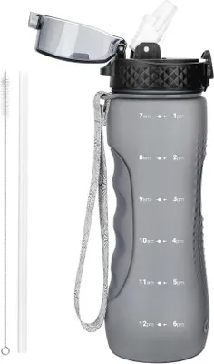 Produktbild von Famanu Wasserflasche 750 ml mit Strohhalm - BPA-frei, Leckfrei, Nachhaltig