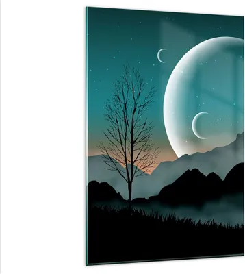 Produktbild von Bilder auf glas - Einteilig - Himmel Nacht Illustration - 80x120cm - Glasbilder - Wandbilder - Bilder - Wanddekoration aus Glas - Glas Bilder - Wandbild auf Glas - GPA80x120-4143