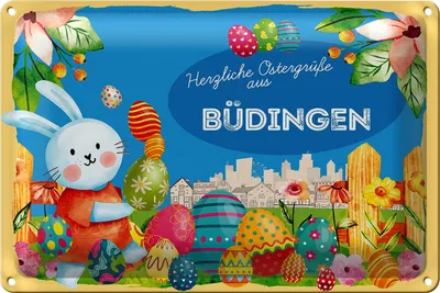 Produktbild von Blechschild Ostern Ostergrüße 40x30cm BÜDINGEN