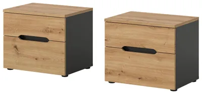 Produktbild von Nachttisch Set "Cooper" in Artisan Eiche und grau 2 x Nachtkommode