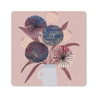 Produktbild von MuchoWow® Mauspad Mousepad Blumen - Pastell - Vase - Pflanzen 20x20 cm - Mousepads - Maus Mat - Pad - Mausunterlage - Desk Mat - Bureauartikeln