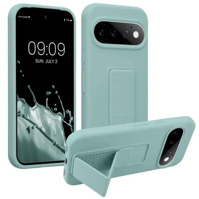 Produktbild von kwmobile Handyhülle für Google Pixel 11 Hülle - TPU Silikon Case mit Fingerhalter und Stand - Schutzhülle Cover in Mintgrün
