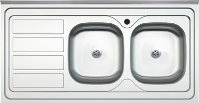 Immagine prodotto di Lavello cucina da appoggio 120x60 due vasche con gocciolatoio sinistro SA46SX