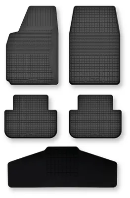 Image de Tapis de sol en caoutchouc + tunnel pour Tesla Model X 2016- (SUV) – 5 pièces, noirs, semi-universel, adapté