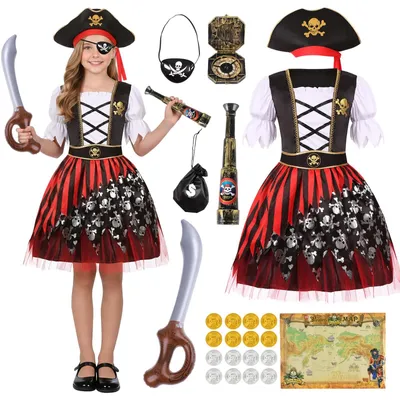 Immagine prodotto di Solidchoice - Costume da pirata per bambini, completo di cappello e benda per gli occhi