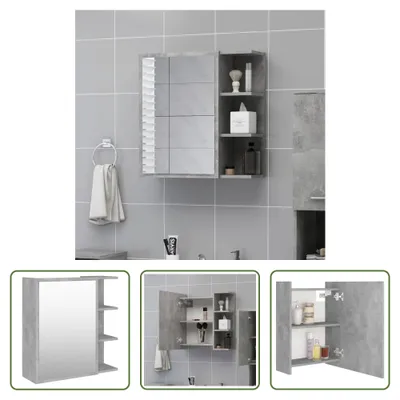 Produktbild von The Living Store Bad-Spiegelschrank Betongrau 62,5x20,5x64 cm Holzwerkstoff