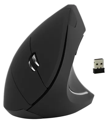 Obrázek produktu pro 2,4 GHz optická bezdrátová ergonomická vertikální herní myš s rozlišením 1600 DPI bez zpoždění pro PC notebook černá