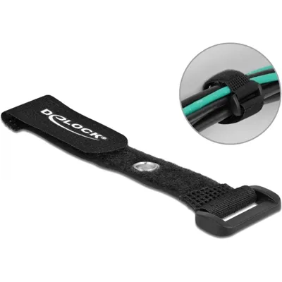 Produktbild von DeLOCK Klett-Kabelbinder mit Schlaufe und Befestigungsöse L 150 x B 20 mm schwarz 5 Stück, Kabelbinder mit Klettverschluss, Schwarz, 150 mm, 20 mm, 5 Stück(e)