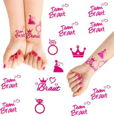 Produktbild von Oblique Unique Temporäre Klebetattoos Tattoo Set Junggesellinnenabschied JGA pink