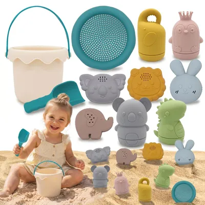 Productafbeelding van Elzusha - 11-delige Silicone Strand Speelset voor Kinderen