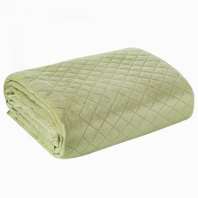 Obrázek produktu pro Design 91 Dekorativní přehoz na postel 220x240 Luiz 3 světle zelený velur geometrický
