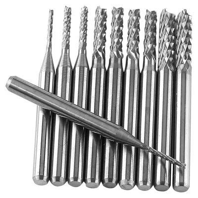 Obrázok produktu pre 10 kusov vrtákov z karbidu volfrámu, priemer: 1,0 mm, 1,5 mm, 2,0 mm, 2,5 mm, 3,0 mm
