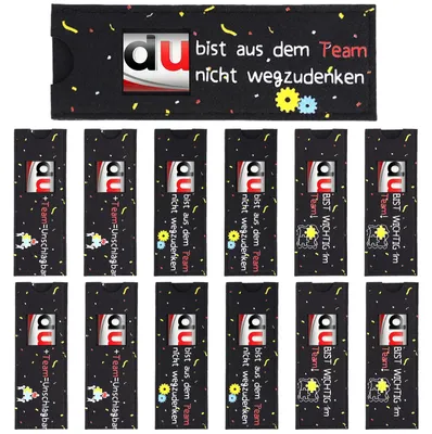 12 Filz-Geschenktüten für Schokolade, Teamgeschenke, Schwarz