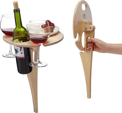 Produktbild von Tragbarer Outdoor Weintisch,Weintisch Klappbar Holz-Outdoor-Picknicktisch Wein Geschenk Idee Tragbarer Weintisch fš¹r Garten Campingtisch Outdoor Tisch, Camper, Wanderer, Weinliebhaber