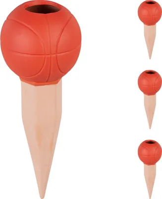 Zdjęcie produktu dla Relaxdays Stożki gliniane „Basketball”, zestaw 4 szt., kulki do nawadniania, do butelek PET o pojemności 1,5 l, pomoc do podlewania, ceramika, pomarańczowo-terakotowe