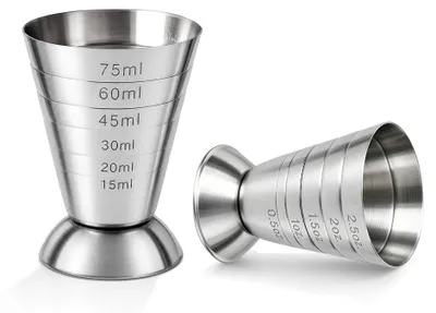 Cocktailmaßbecher 75 ml Edelstahl, 2er-Set, Doppel-Jigger