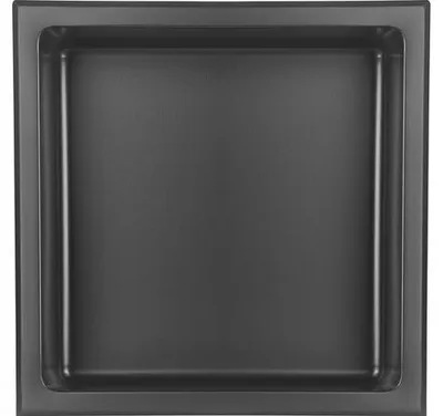 Immagine prodotto di Pannello doccia in acciaio inossidabile, nero opaco, 30x30x10 cm, da parete con ripiano integrato