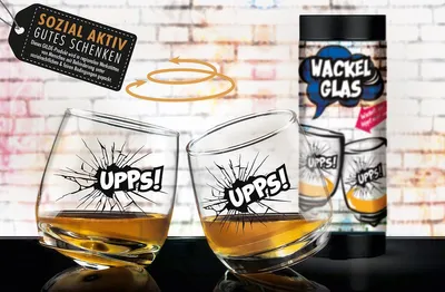 Produktbild von Gilde Wackelglas UPPS!, 2er Set, Trinkglas, Whiskeyglas, Wackel Glas, 200 ml, 46887