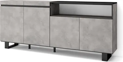 Produktbild von Sideboard, Highboard, 200x87x35cm, 4 Türen, Industriedesign, Zementgrau