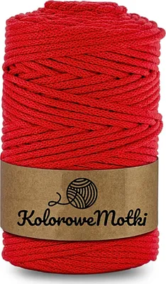 Produktbild von Baumwollkordel mit einem Kern 100m 3mm Rot | Makramee Garn, Häkelkordel, Baumwollkordel mit Polyesterkern, Textilgarn