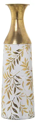 Image de Solidchoice - Vase en métal doré et blanc, 17 x 54 cm