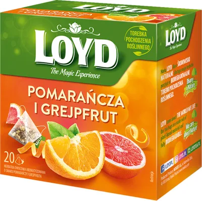Produktbild von Loyd Früchtetee Orange Grapefruit 20 Teebeutel - Tee im Pyramidenbeutel 40g