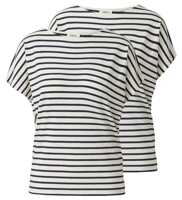 Produktbild von S.OLIVER Damen T-Shirt gestreift uni mehrfarbig | 2 Stück | 8184