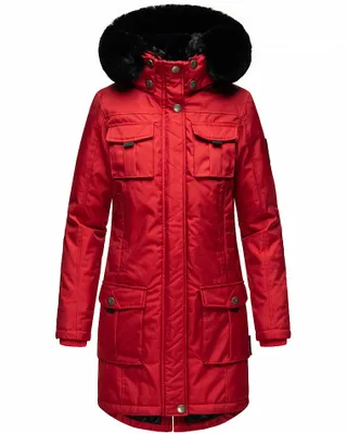 Produktbild von Navahoo Damen Winter Jacke Parka Mantel Winterjacke warm Kunstfell Kapuze TINIIS Rot Gr. 36 - S