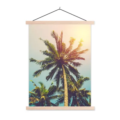 Produktbild von MuchoWow® Textilposter Palme - Sommer - Tropisch - Sonne 120x160 cm mit holzfarbenen Rahmen - Plakatkarton