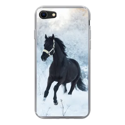 Produktbild von MuchoWow® Handyhülle Schutzhülle Hülle für iPhone SE 2022 Pferd - Schnee - Wald Silikon Softcase Handy Hülle - Schutzhülle