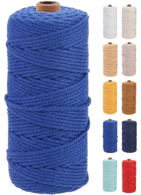 Makramee-Kordel 3 mm x 100 m, Baumwollseil, 4-fach gedreht, dunkelblau