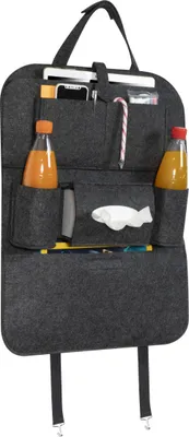 Produktbild von Navaris Auto Rücksitz Organizer Rücklehnenschutz - 56 x 42 cm - Filz Autositz Rückenlehnentasche - Kinder Rückenlehnenschutz Tasche in Schwarz