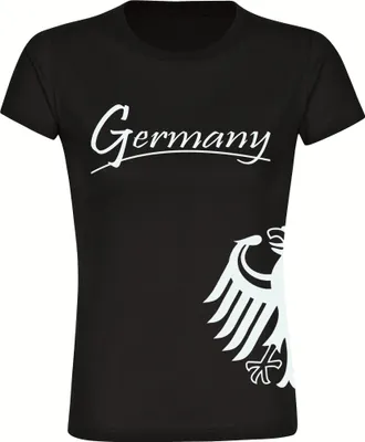 Produktbild von multifanshop Damen T-Shirt - Germany - Adler seitlich, schwarz, Größe M