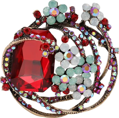 Produktbild von Brosche für Damen, hohle Wirbelform, bunt, Kunstkristall, rutschfest, für Tasche, Mantel, Kragen, Hut, Schal, Dekoration, Kleidungsnadel, Party, Abschlussball, Braut, Hochzeit, Kleidungsschmuck