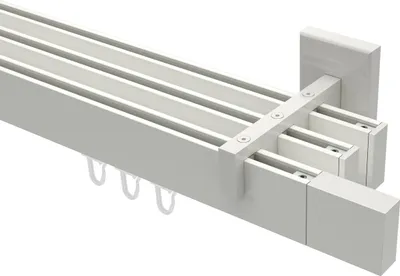 Produktbild von Interdeco Innenlaufstange / Gardinenstange mit Innenlauf Weiß, Typ Smartline Lox (Quader), 14x35 mm 3-läufig, 100 cm