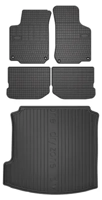 Productafbeelding van Rubberen automatten + kofferbakmat voor Volkswagen Jetta IV 1998-2005 (sedan) – 5-delig, zwart, op maat – Wielganizator SolidPRO