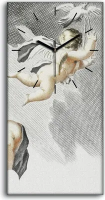 Produktbild von Wandbild Leinwand Bilder Wanduhr Geräuschlos 30x60 Zeichnung Antike Engel Kunst - schwarze Hände