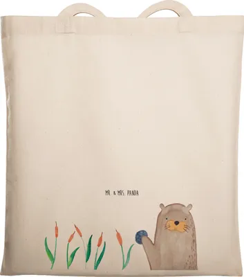 Produktbild von Mr. & Mrs. Panda Tote Bag Otter Stein - Transparent - Geschenk, Grüßen, Laptoptasche, Neugierig, Einkaufstasche, Pflanzen, Tasche, Shopping, Jutebeutel, Seeotter, Beutel